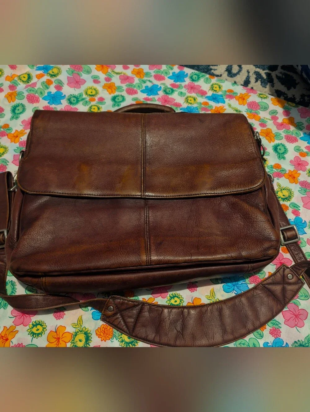 Latico. Brown Leather Messenger Bag - Men